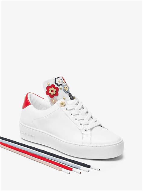 Mindy Floral Embellished Leather Sneaker 